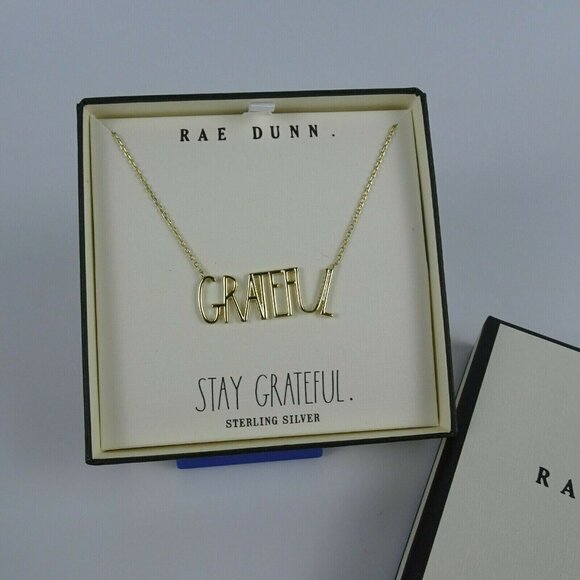 New Rae Dunn GRATEFUL Necklace 14K Gold Plated - Picture 3 of 8